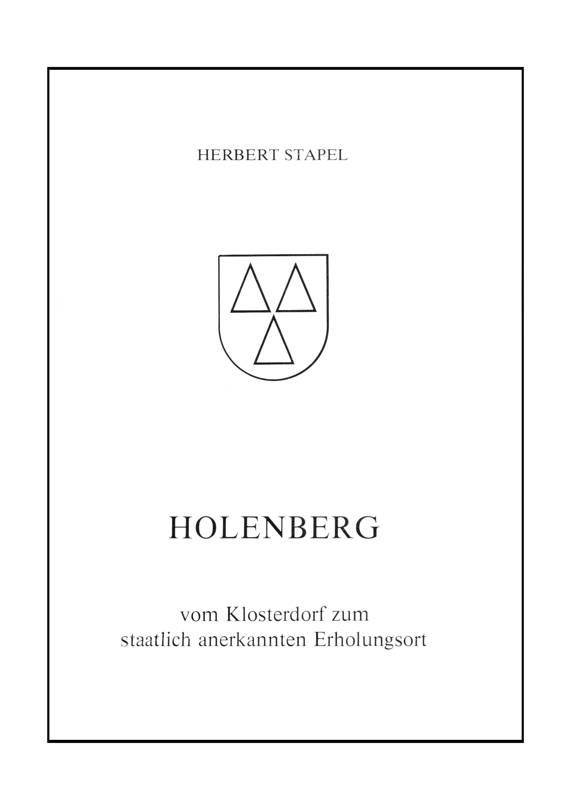 Umschlag des Buchs Holen­berg – vom Kloster­dorf zum staat­lich aner­kannten Erholung­sort (1980)
